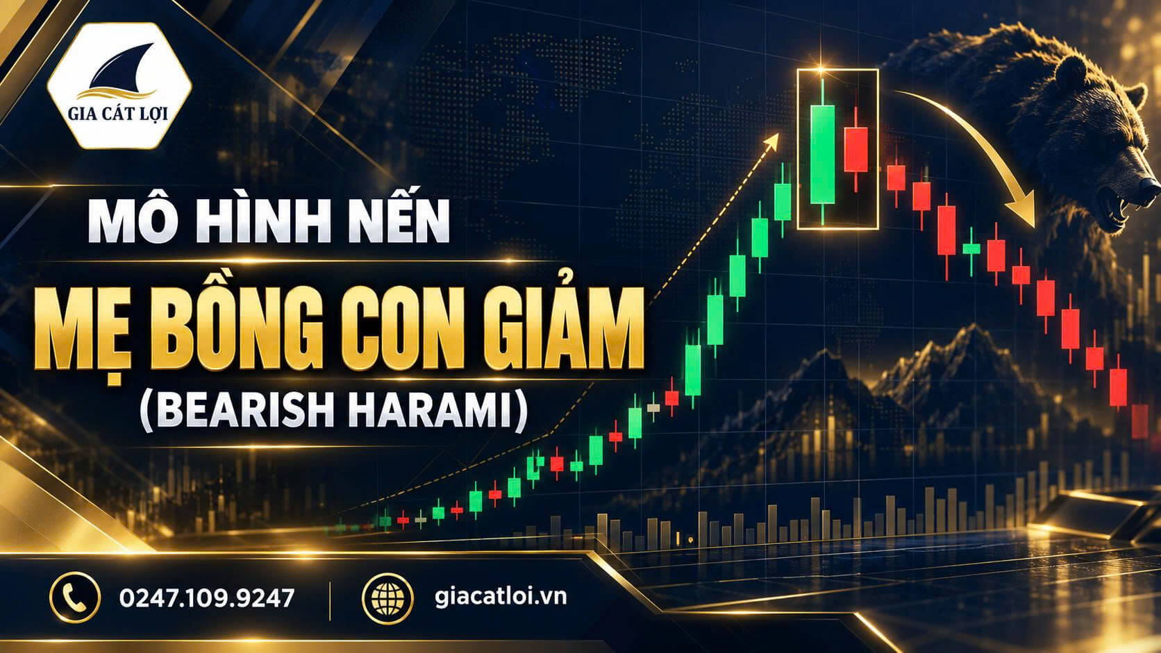 Mô Hình Nến Mẹ Bồng Con Xu Hướng Giảm (Bearish Harami)