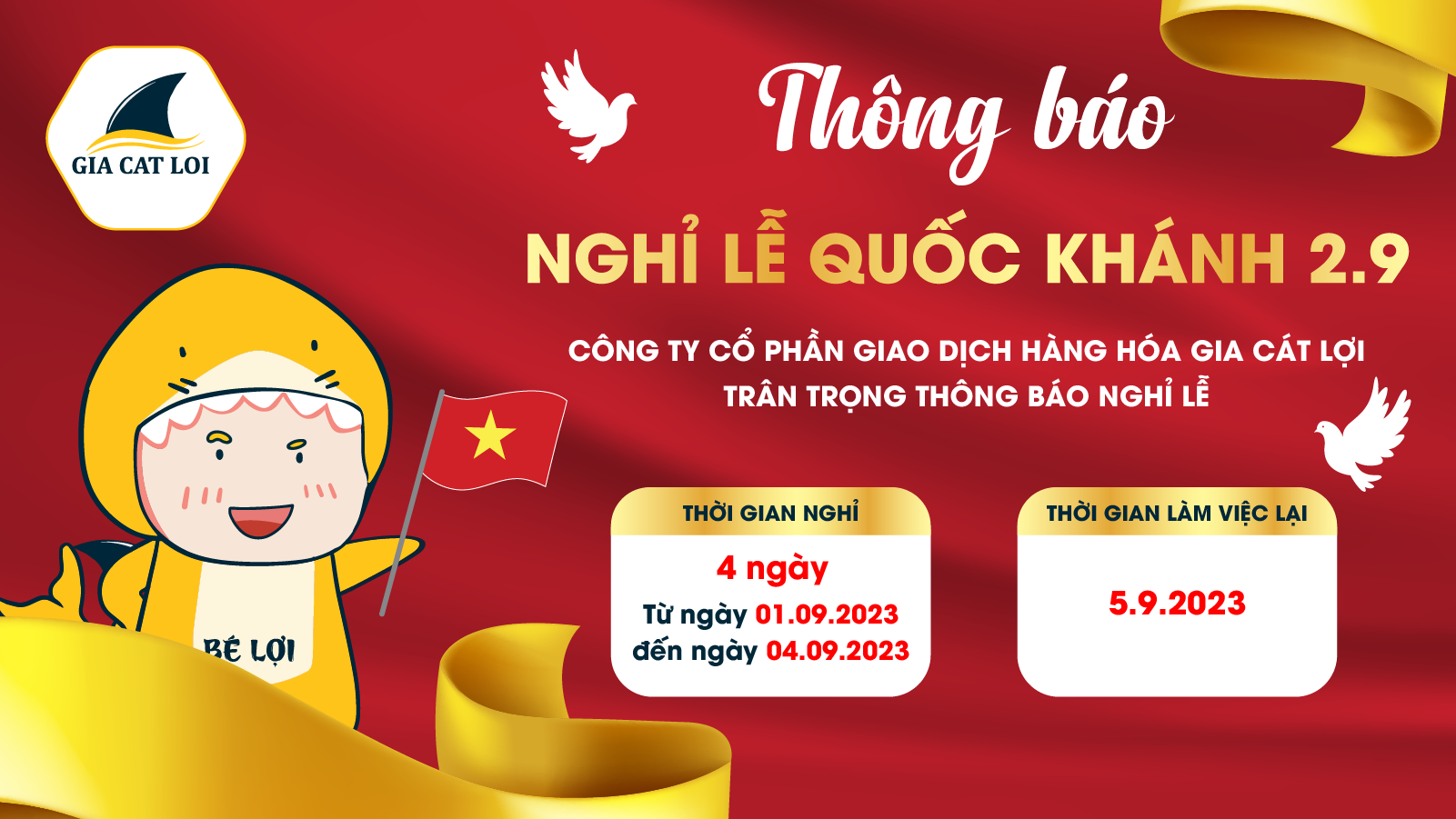 Thông Báo Nghỉ Lễ Quốc Khánh (2-9) Năm 2023